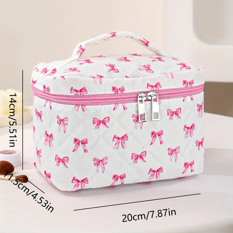 Cute Square Women's Fashion Bow Makeup Bag