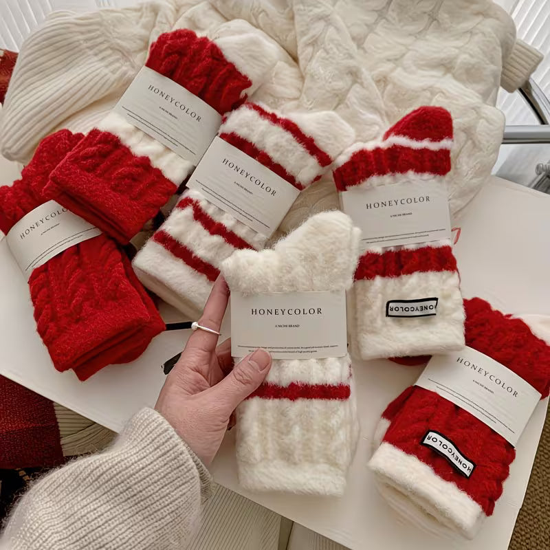 5 Pairs Xmas Fluffy Socks