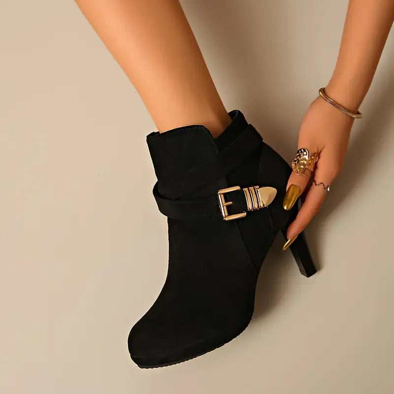 Women's High Quality Platform Chunky Heel Side Zipper High-Heeled Ankle Boots