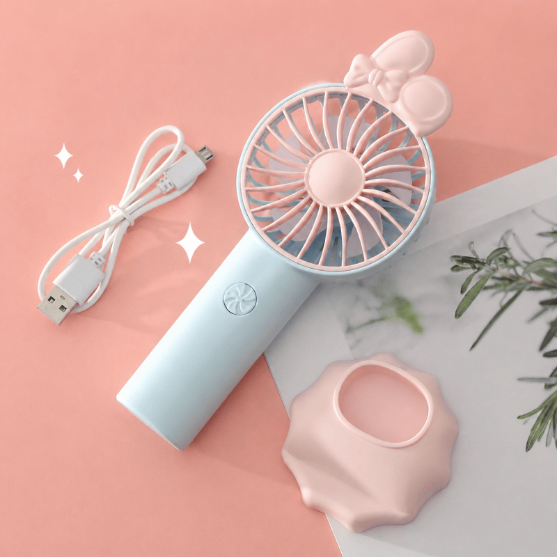 Mini Handheld Fan with Phone Holder Base