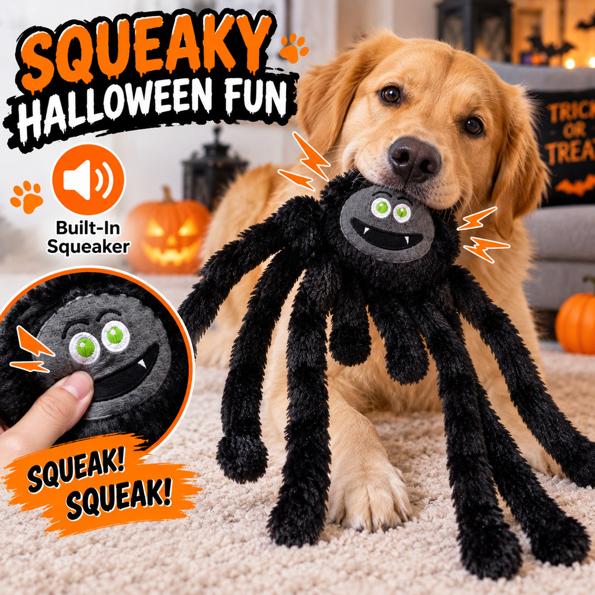 Halloween Spider Dog Toy