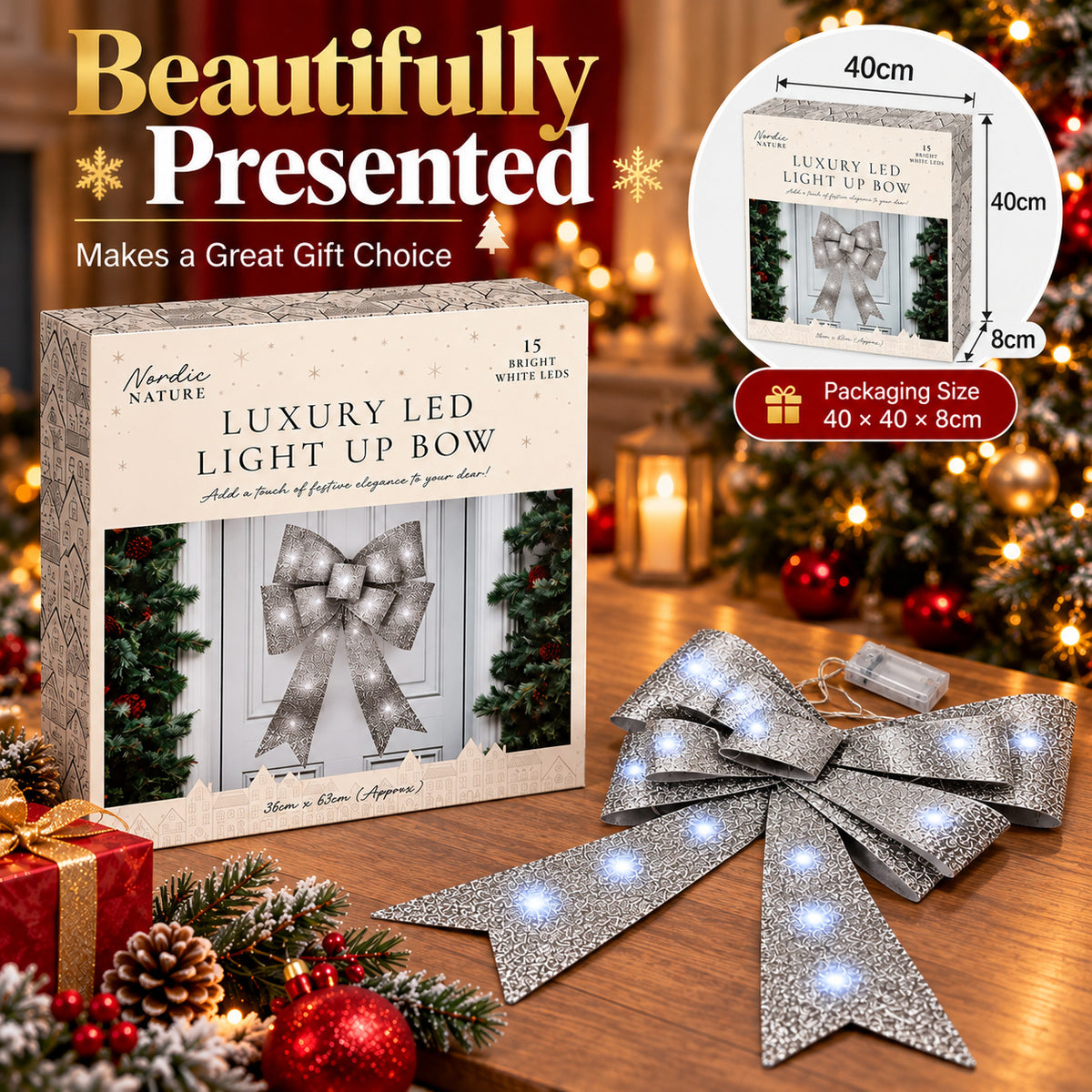 Luxury LED Light Up Christmas Bow