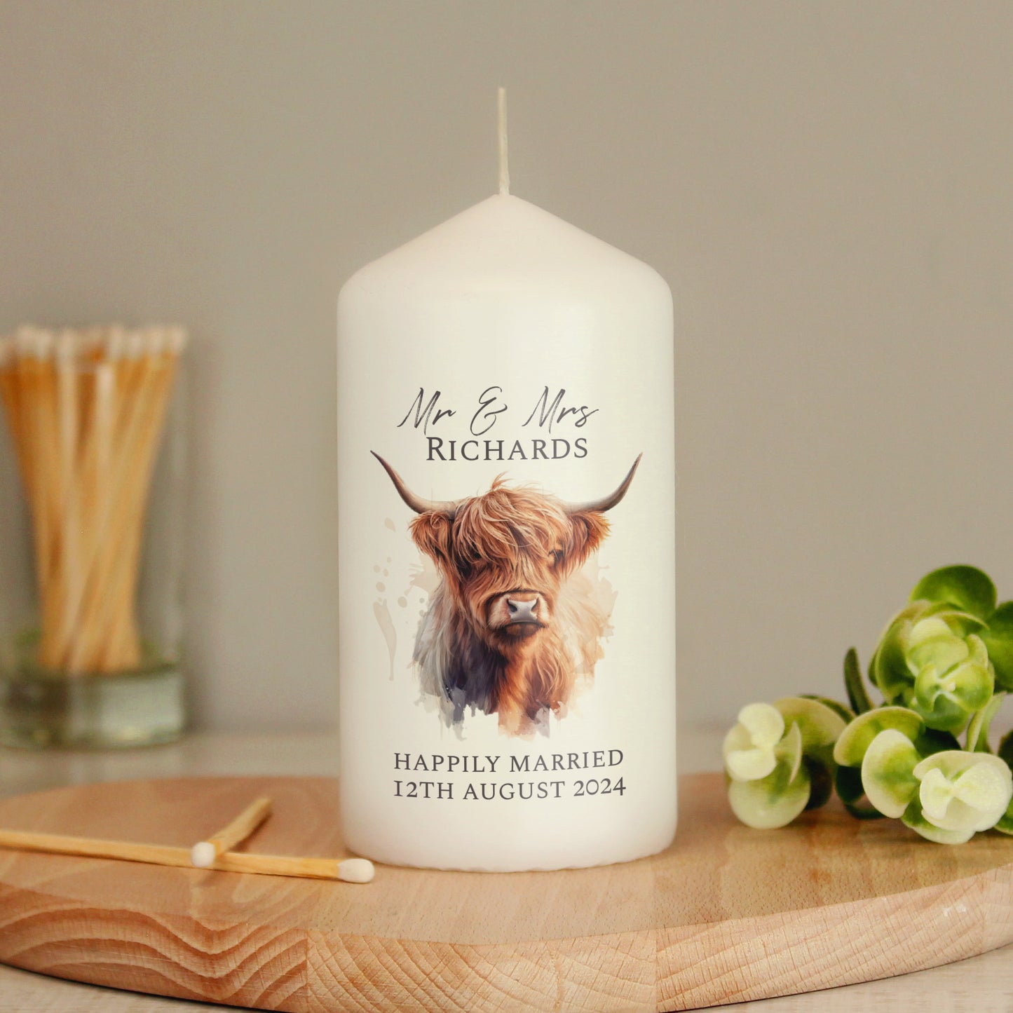Personalised Highland Cow Candle