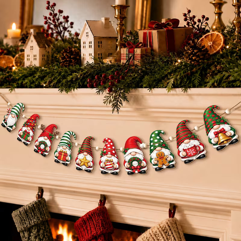 Wooden Gnome Wreath Ornament