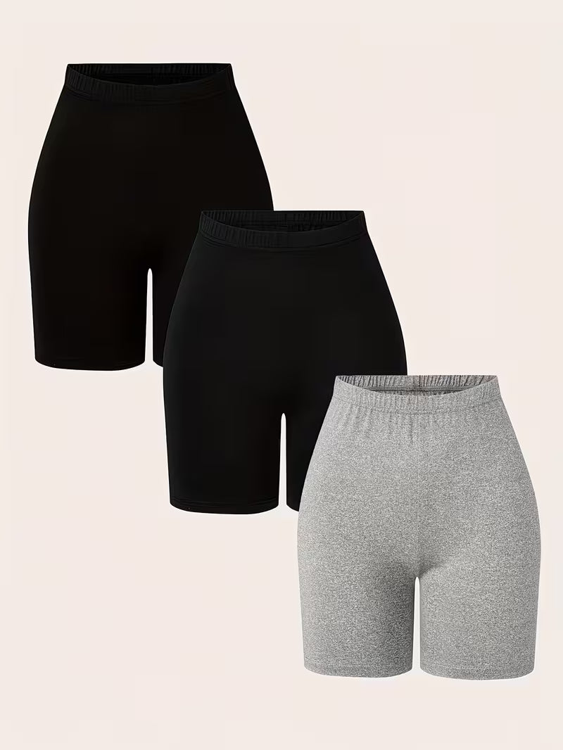 Plus Size Three-Piece Elastic Waist Summer And Cycling Shorts