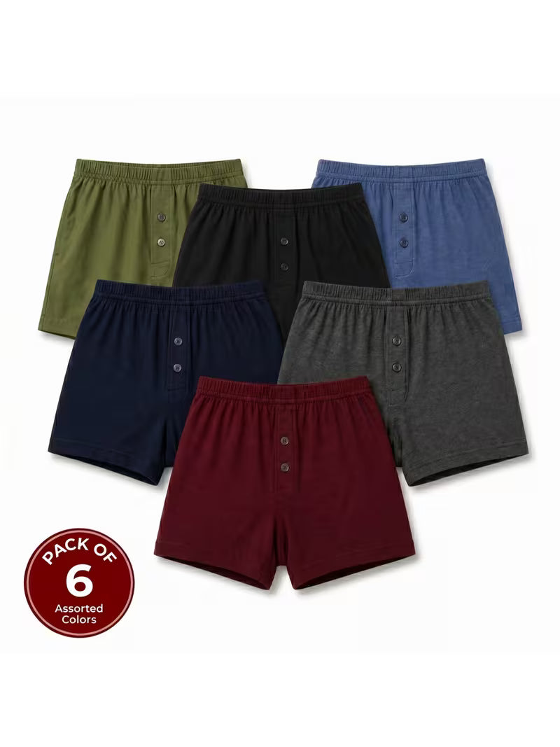 Pack 6 Men'S Classic Jersey Boxer Shorts
