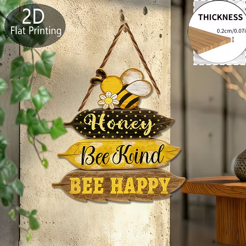 2D Flat Printed Wooden Sign with Bee-Friendly Pattern
