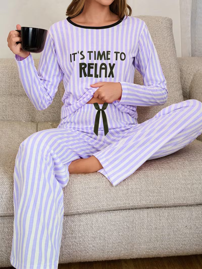 Women's Stripe Pajama 2pcs Set