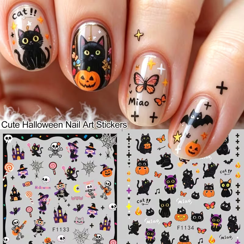 2pcs Halloween Nail Stickers