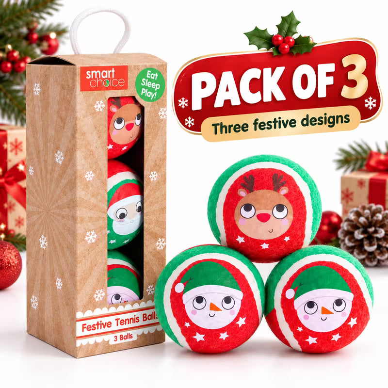 3 Pack Festive Dog Tennis Balls