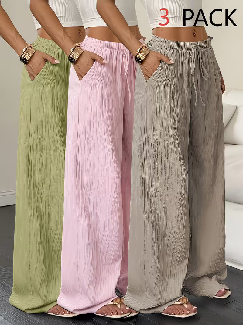 Elegant Women'S Casual Solid Color Wide Leg Pants