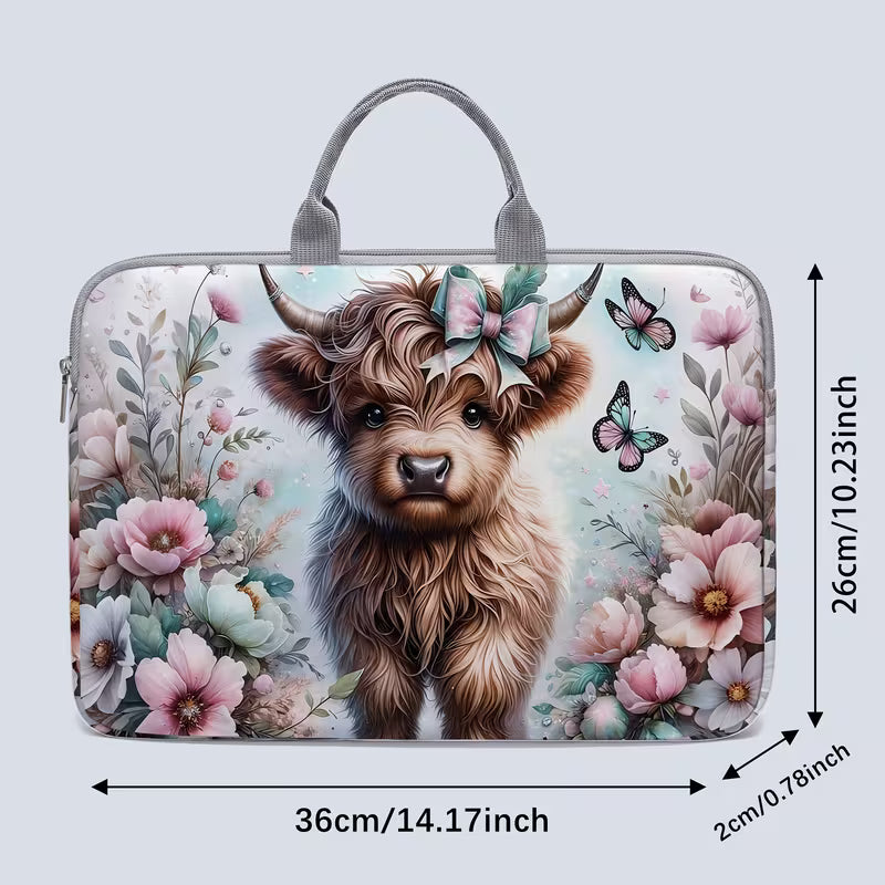 Highland Cow Print Laptop Bag