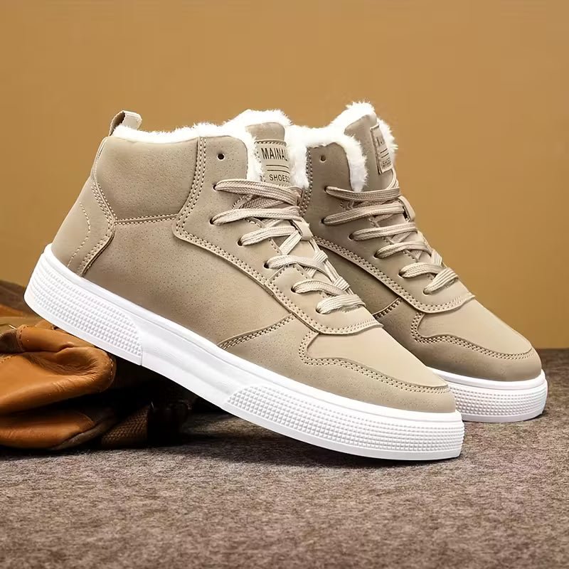 Warm Plush Lining Men's Mid-Top Lace-Up Boots