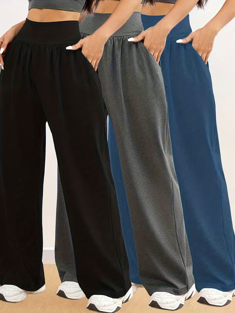 3pcs Set of Women'S Loose Casual Wide-Leg Pants