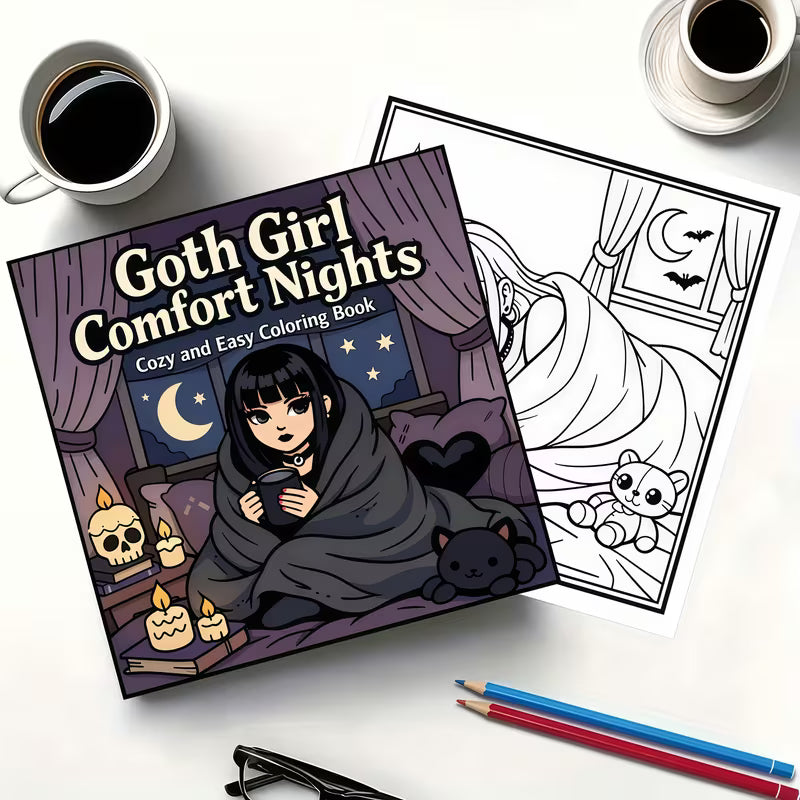 24-Page Gothic Girl Cozy Night Coloring Book