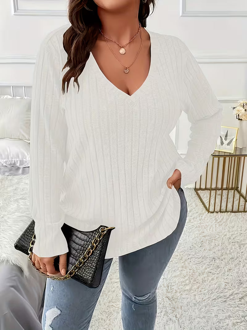 Women'S Casual V-Neck Long Sleeve Sweater