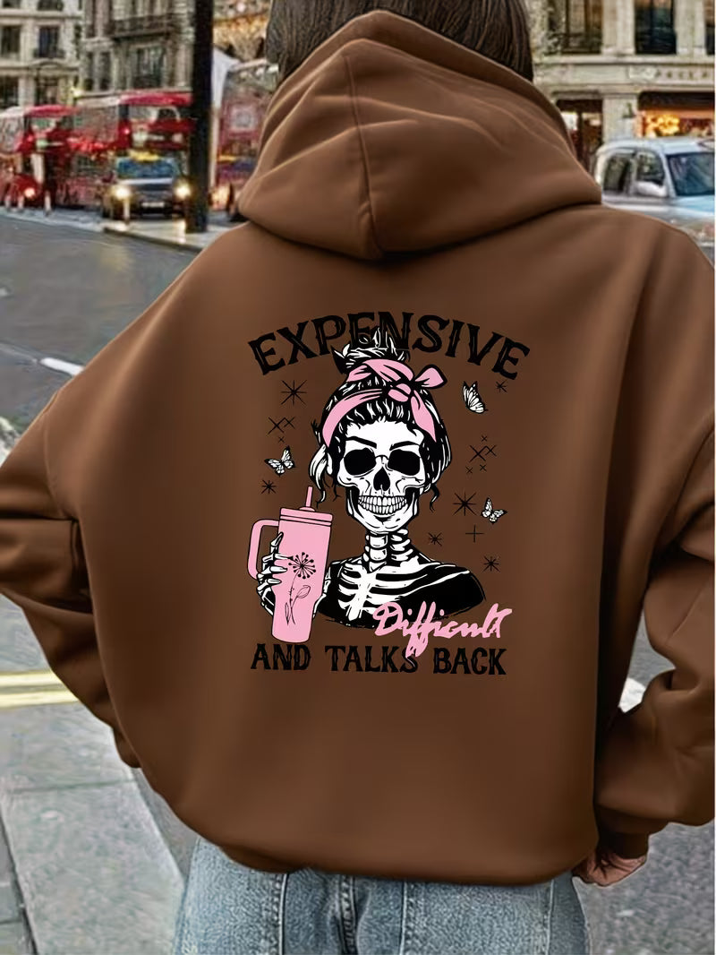 Skull Printed Hoodie for Women