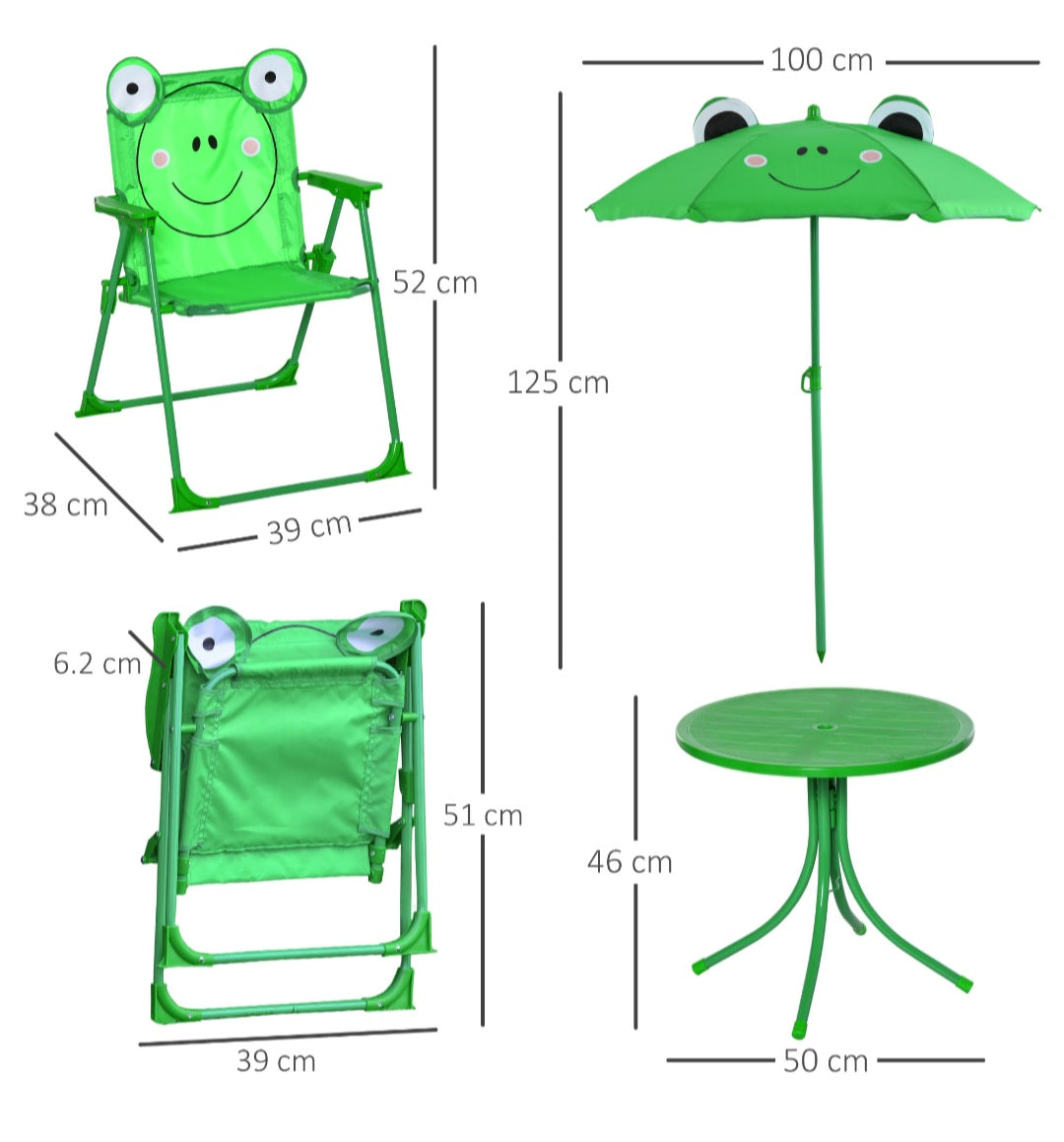 Frog Design Kids Picnic Table with Parasol