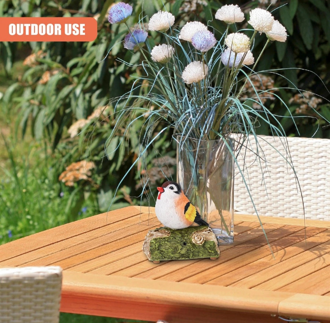 Motion Activated Singing Bird on Stump Chirping Decorative Ornament