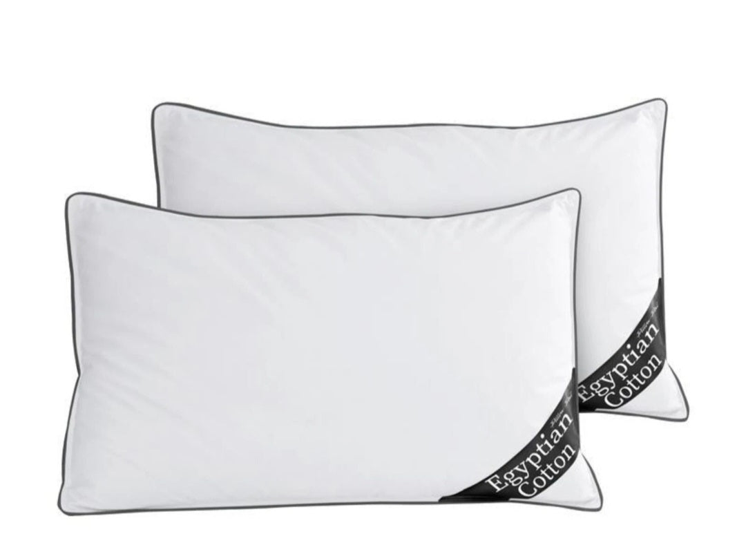 100% Egyptian Cotton Pillows Anti Allergy Hollowfibre Pillows Pack of 2