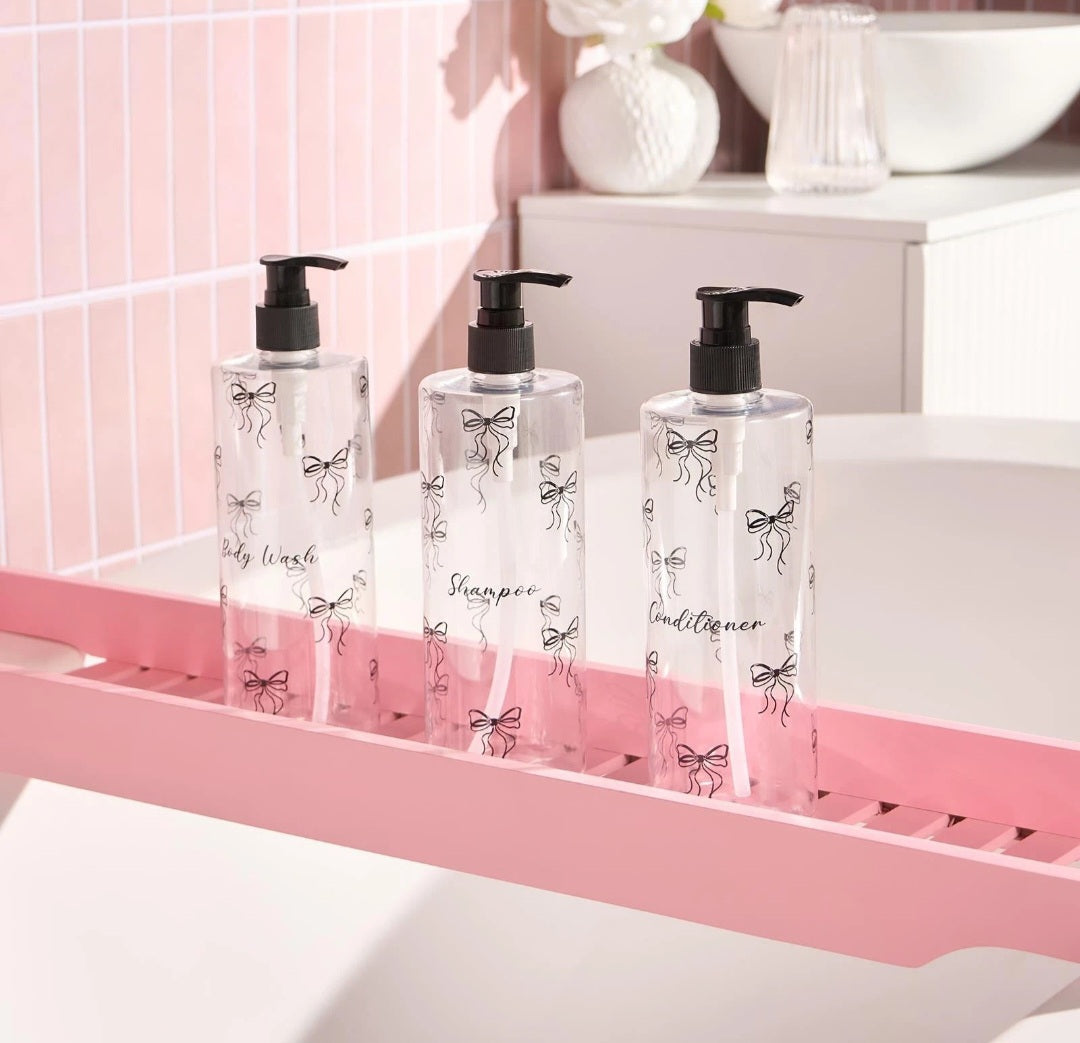 3 Pack Bows Pump Dispenser Bottles