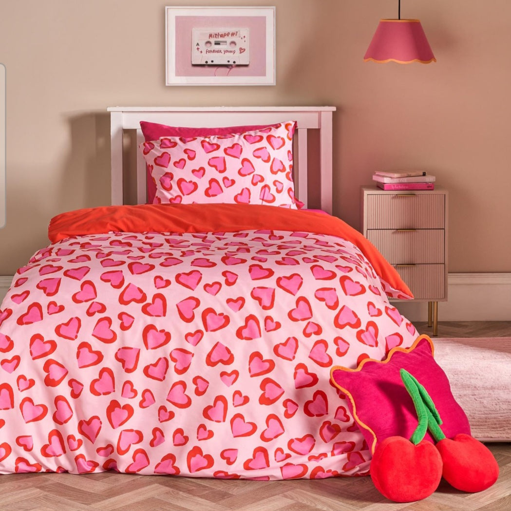 Heart Leopard Reversible Kids Duvet Cover Set