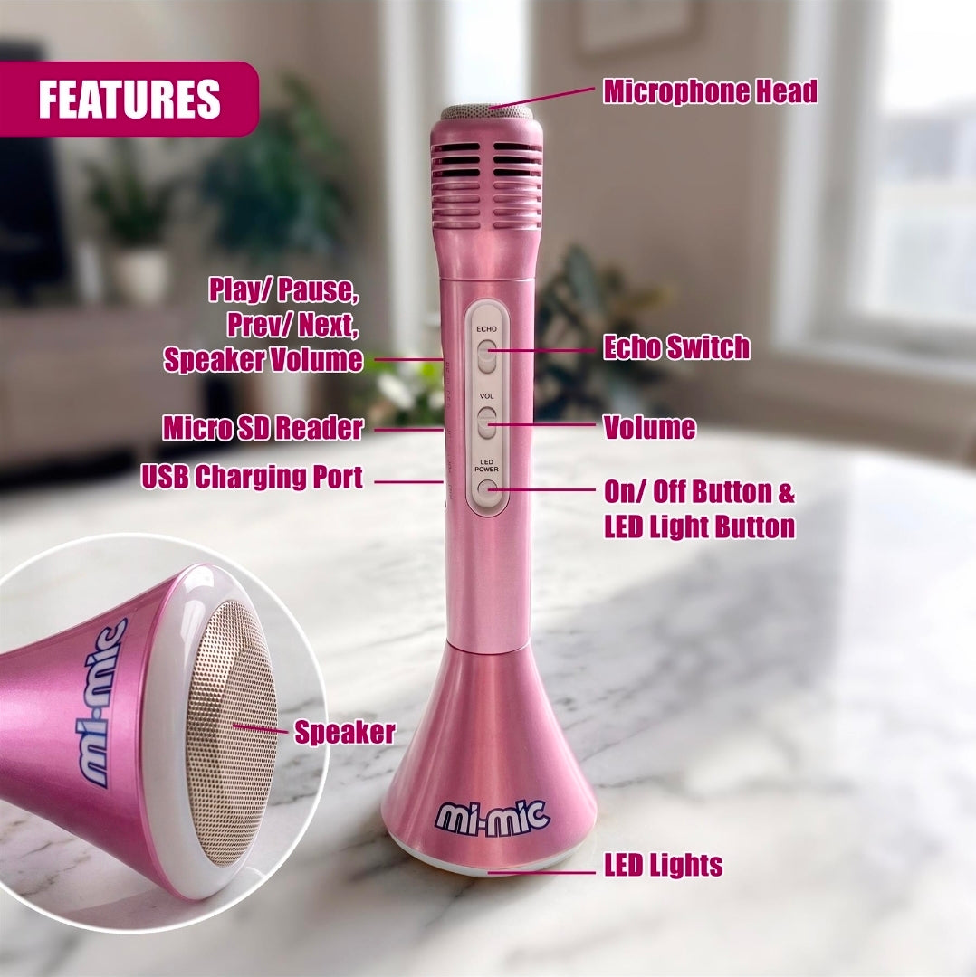 2-in-1 Kids Karaoke Microphones & Wireless Bluetooth Speakers for Singing