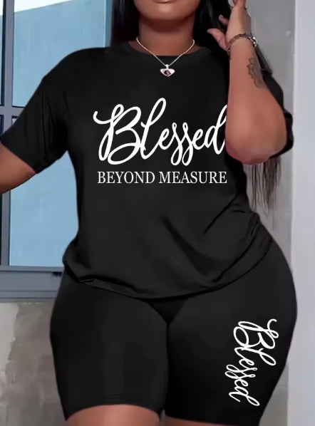 Plus Size Blessed Short and Tshirt Set