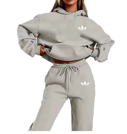 Logo Printed Womens 2pc Hoodie & Pants Set