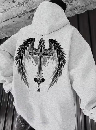 Unisex Winged Style Hooded Sweatshirt