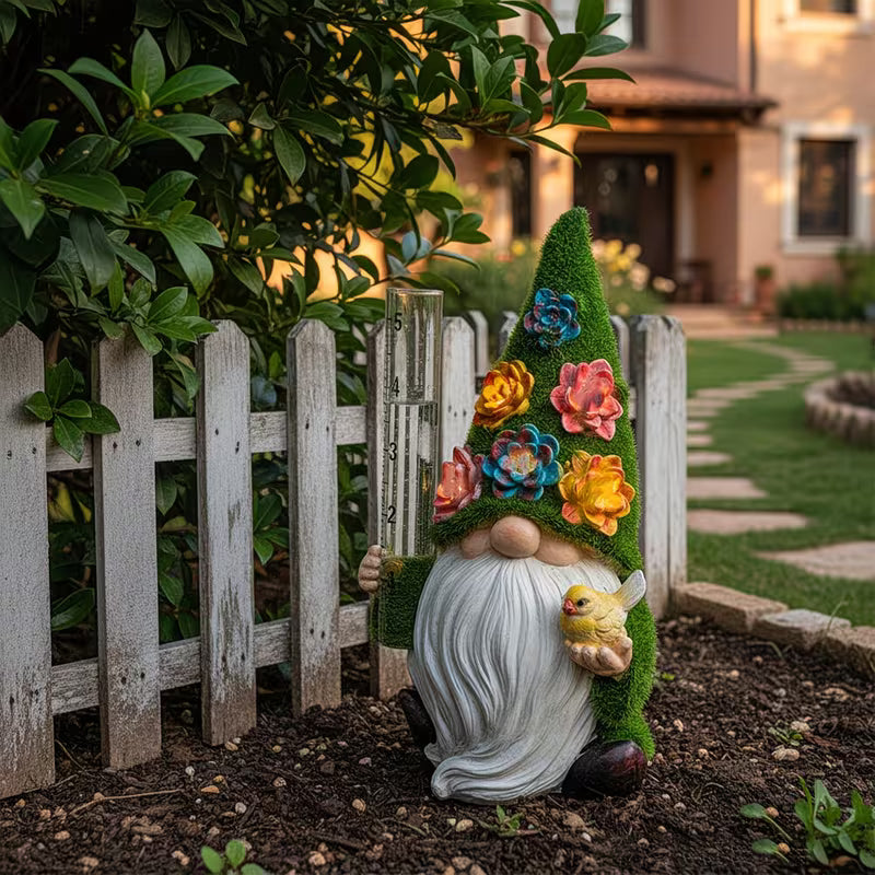 Outdoor Decorative Statue with Rain Gauge