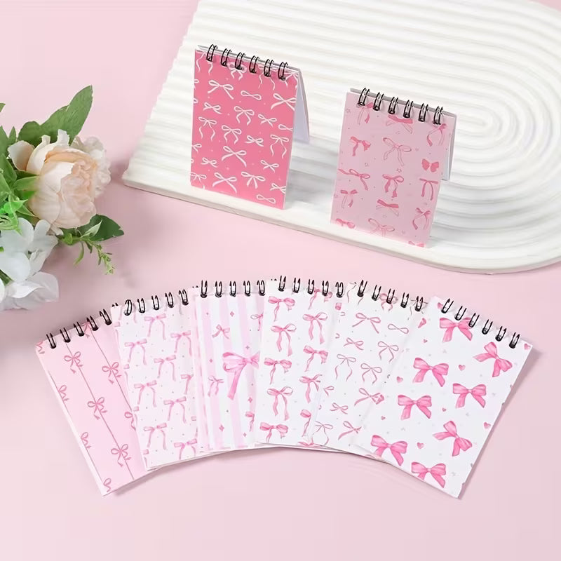 8pcs Pink Bow Mini Coil Notebooks