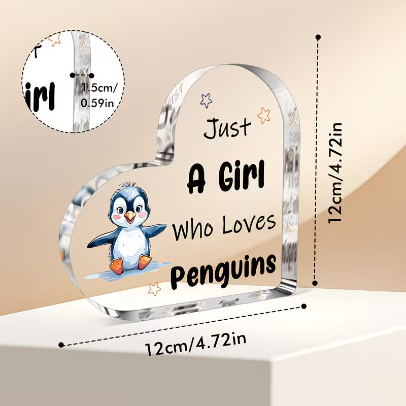 Heart-shaped Acrylic Penguin Ornament