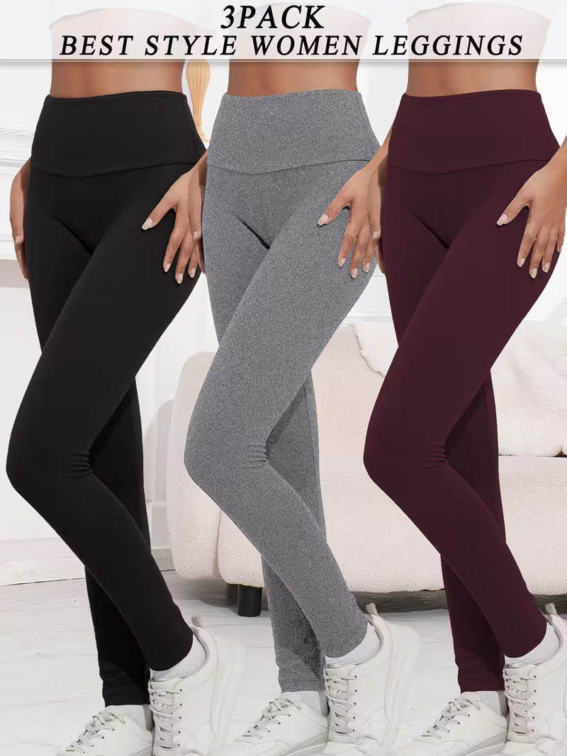 3-Pack High-Waisted Thermal Leggings for Women