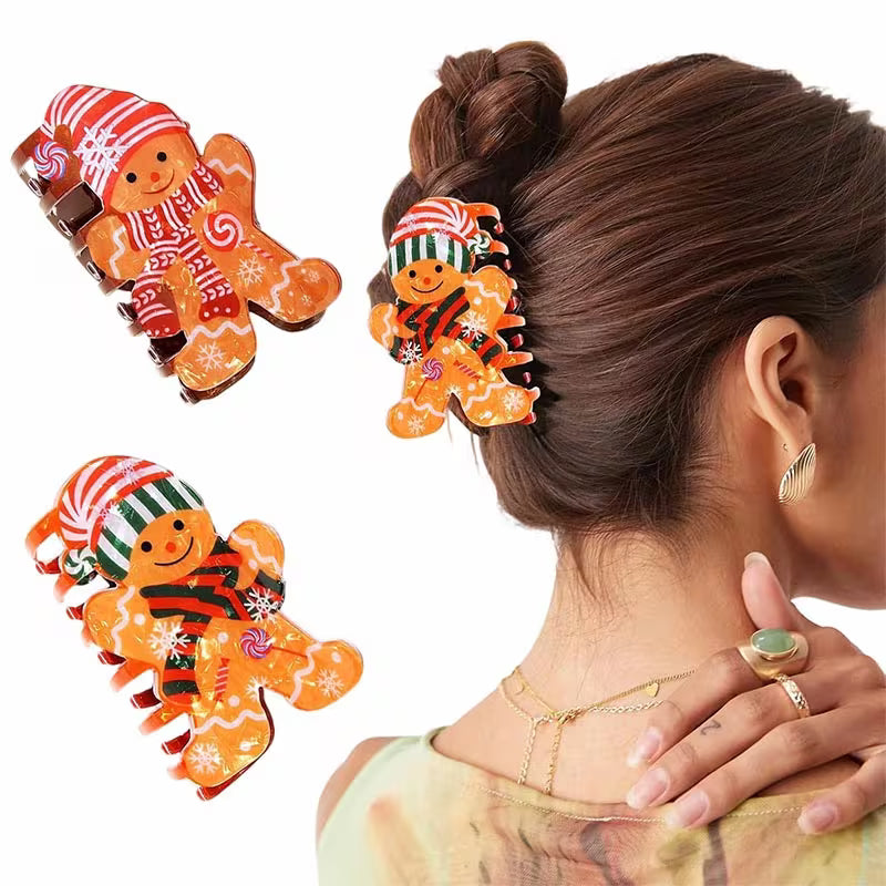 2pcs Gingerbread Doll Hair Claw