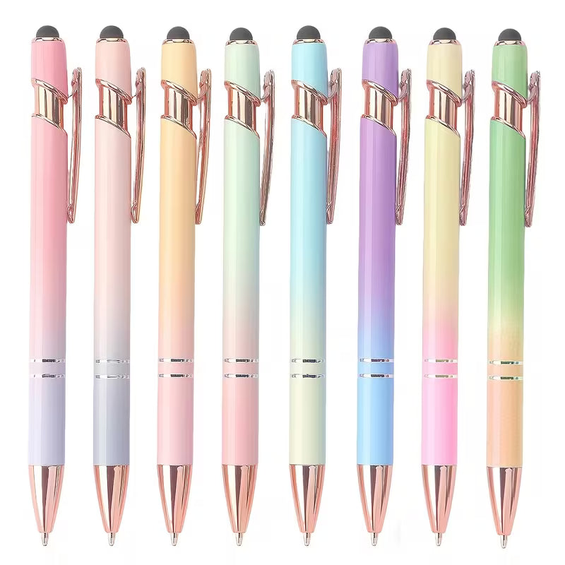 8-Pack 2-in-1 Retractable Ballpoint Pen with Stylus Tip