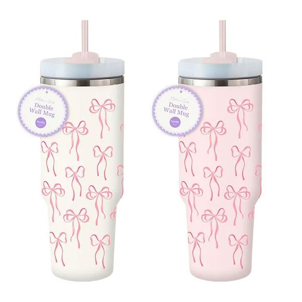 Pink Bow Double Wall Mug
