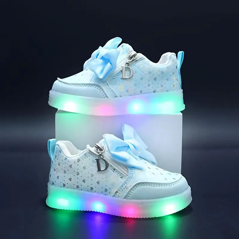 Girls' Soft-Soled Casual Sneakers with a Princess Style, Featuring a Bow