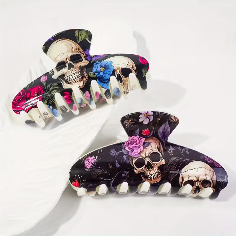 2pcs Women'S Skull Hair Clips