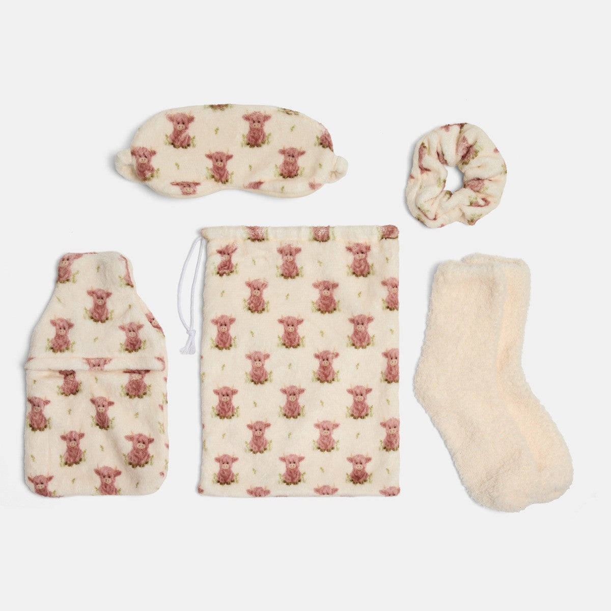 Harry The Highland Cow Print Hot Water Bottle Gift Set