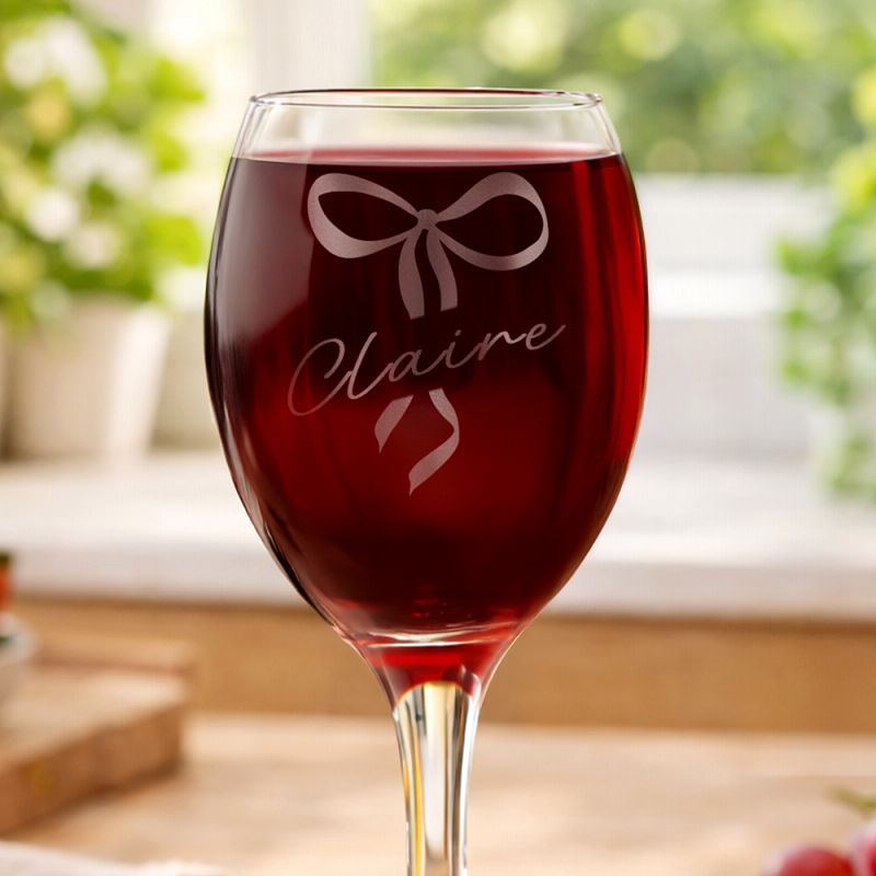 Personalised Bow Wine Glass