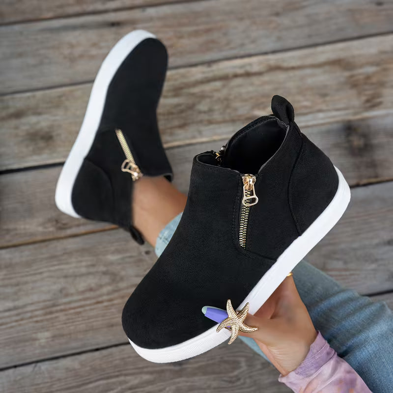 Women's High-Top Side-Zip Sports Ankle Boots