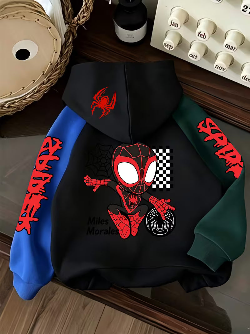 Boys Color-Block Jacket with Spider Print