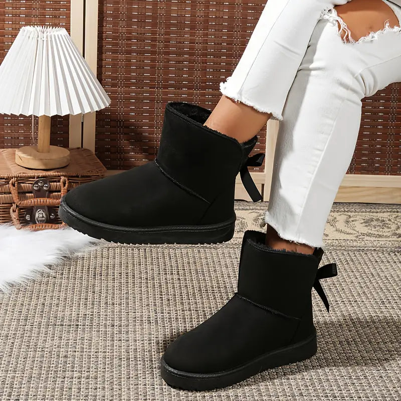 Women's Winter Plush Fleece Lining Snow Boots with Faux Fur Trim
