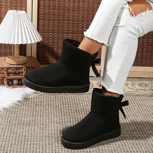 Women's Winter Plush Fleece Lining Snow Boots with Faux Fur Trim