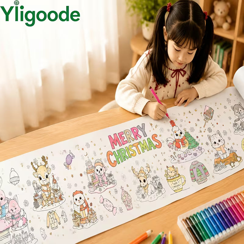 3-Meter Extra-Long Christmas Children's Coloring and Doodling Scroll