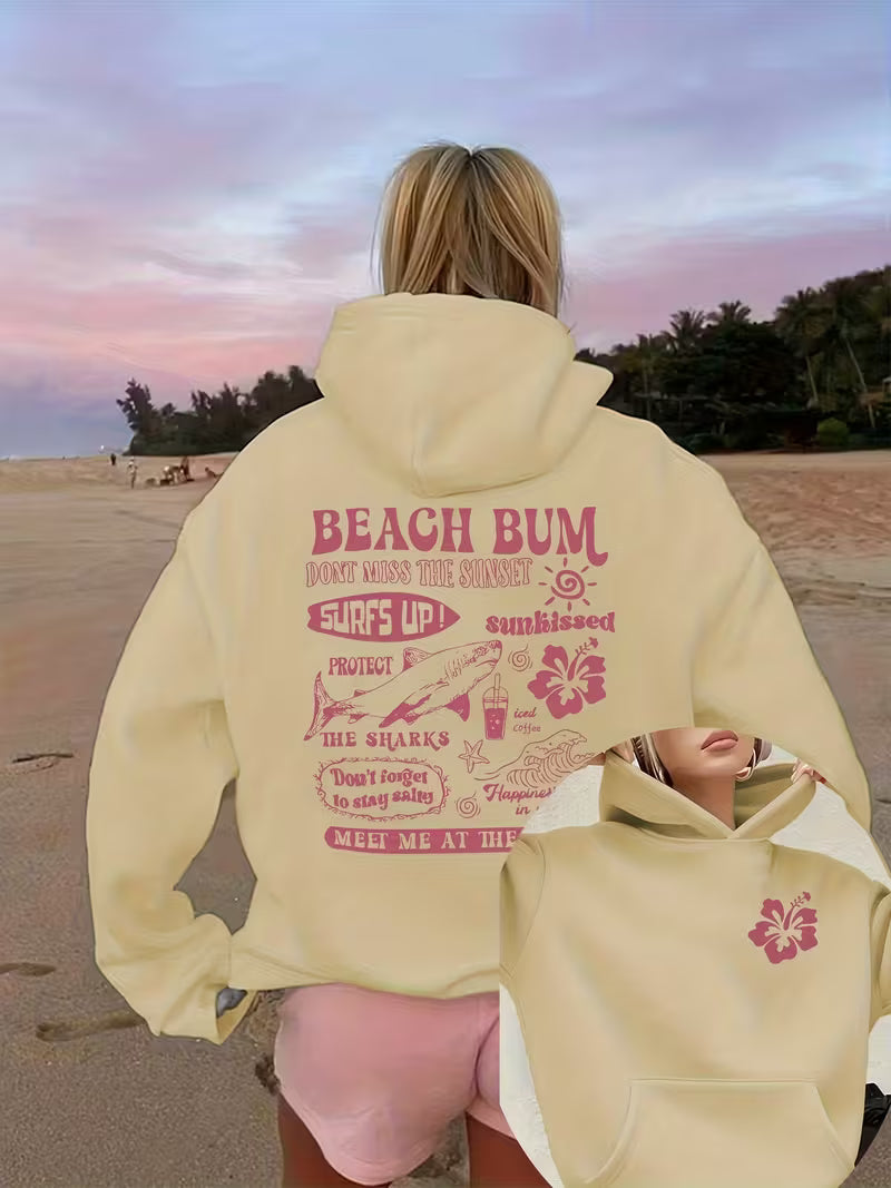 Double-Sided Pattern Hooded Women'S Sweatshirt