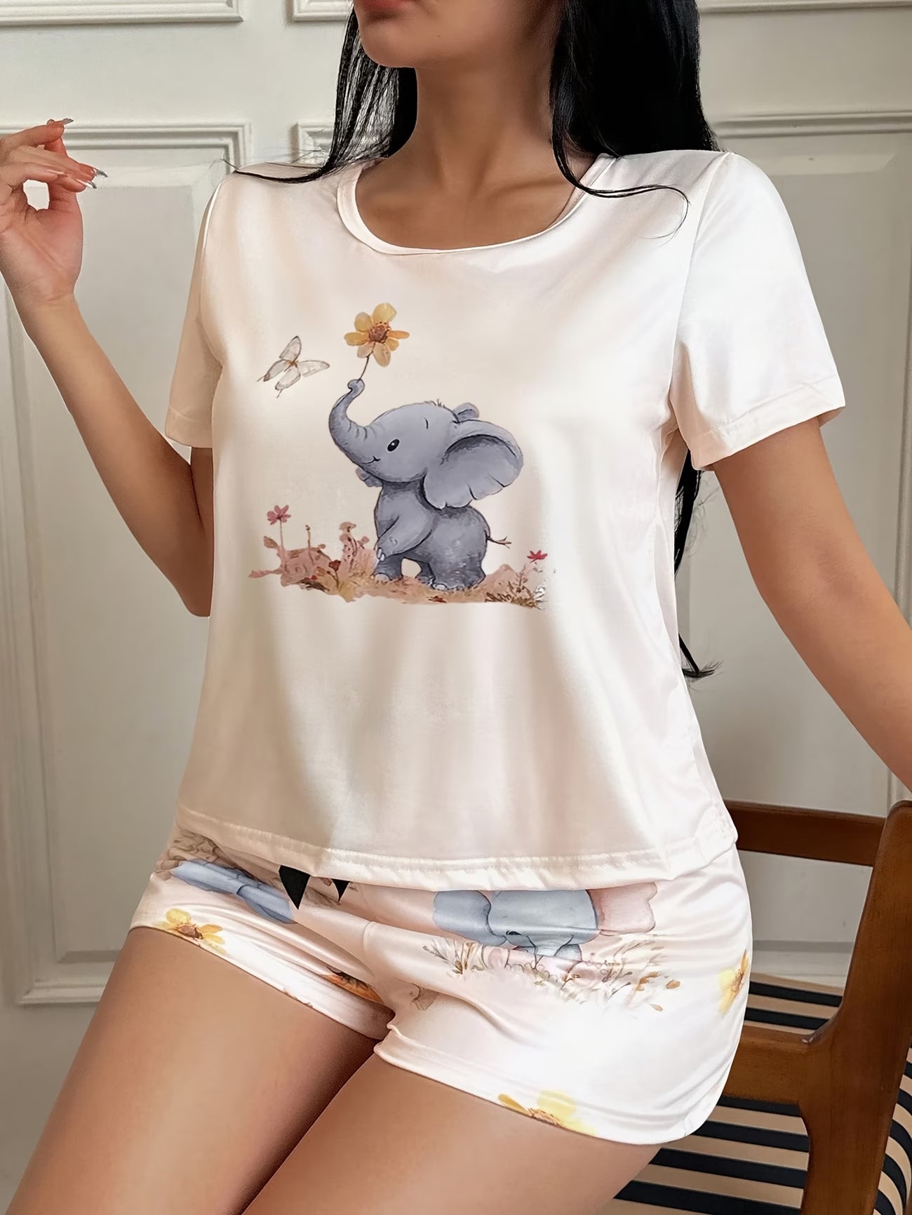 Cute Elephant Theme Womens Pyjama Set