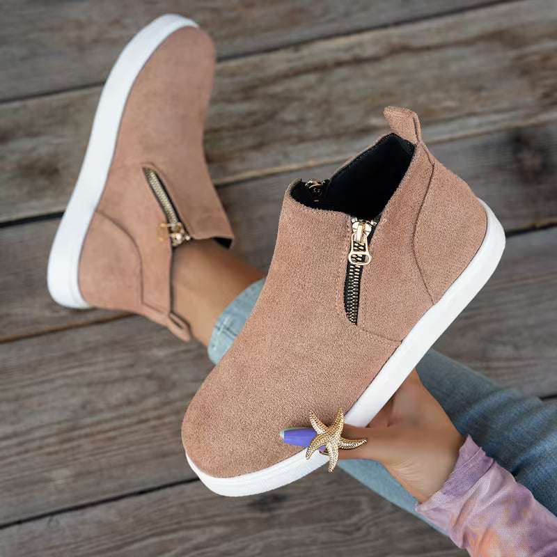 Women's High-Top Side-Zip Sports Ankle Boots