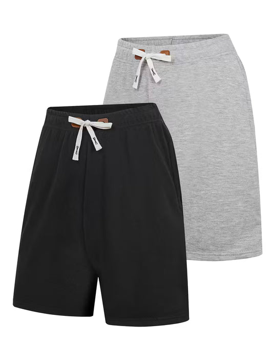 2pcs Solid Color Men's Casual Shorts